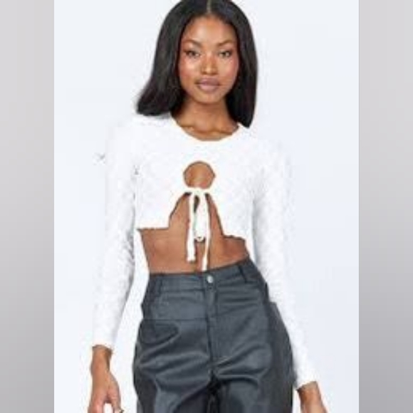 Princess Polly Jeremiah Long Sleeve White Checkered Top 😍 - Picture 8 of 11